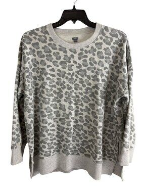 Arie Womens Sweatshirt Adult Size Large Gray Cheetah Long Sleeve Casual